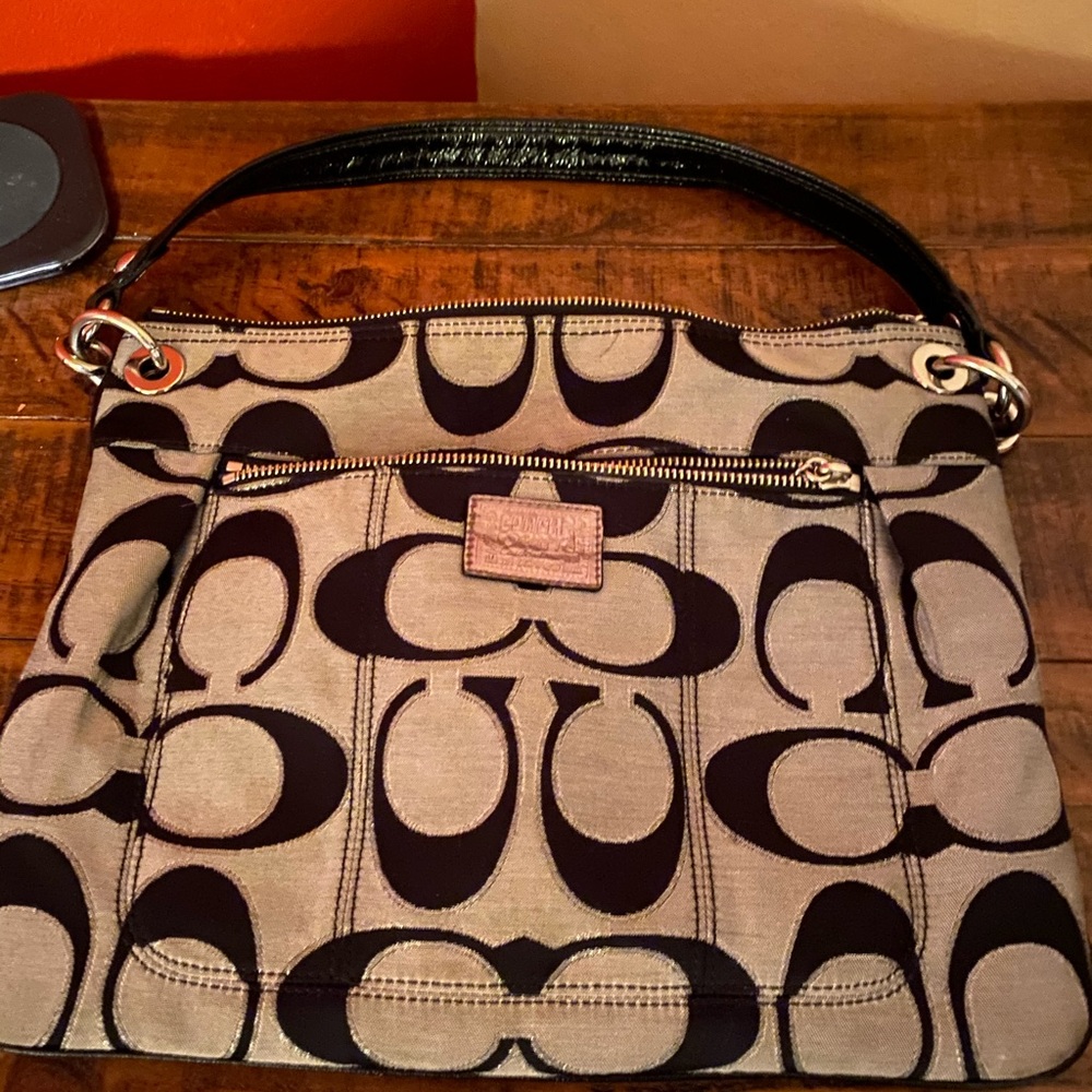 Black, Gray and Purple Authentic Coach Purse
